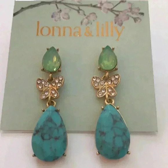 Lonna & Lilly newGold Tone Pave Butterfly Earrings - Picture 3 of 8